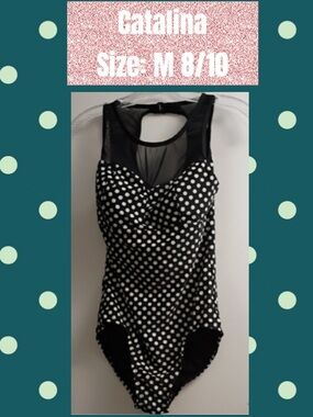Catalina Black One-Piece Swimsuit with White Polka Dots